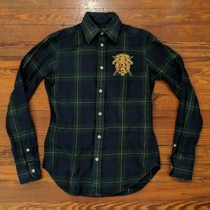 Ralph Lauren Button Up Plaid Shirt Women's Sz 2